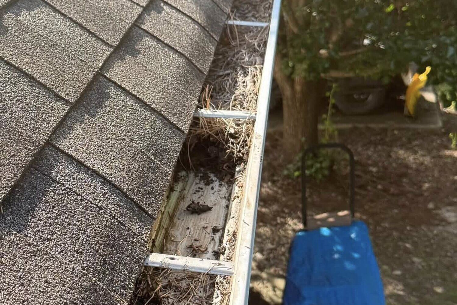 Roof Debris & Moss Removal work in progress